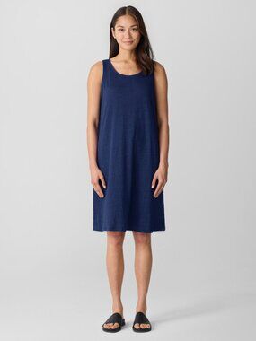 NWT Eileen Fisher Organic Linen Jersey Scoop Neck Tank Dress Size L MSRP $158
